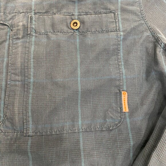 Merrell Select Wick Shirt Mens Large Button Down Long Sleeve Blue Plaid - Picture 3 of 6